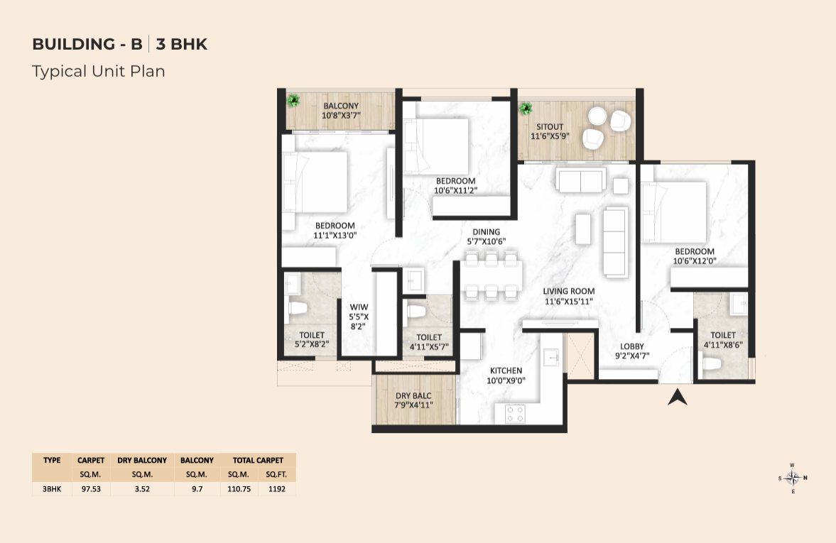 3 BHK Floor Plan Under Cunstruction Premium Luxurious 2 and 3 BHK @ Taljai Dhankawadi Pune
